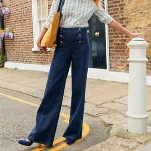 Boden Wide Leg Sailor Jeans.  Distressed Black or Grey Color.